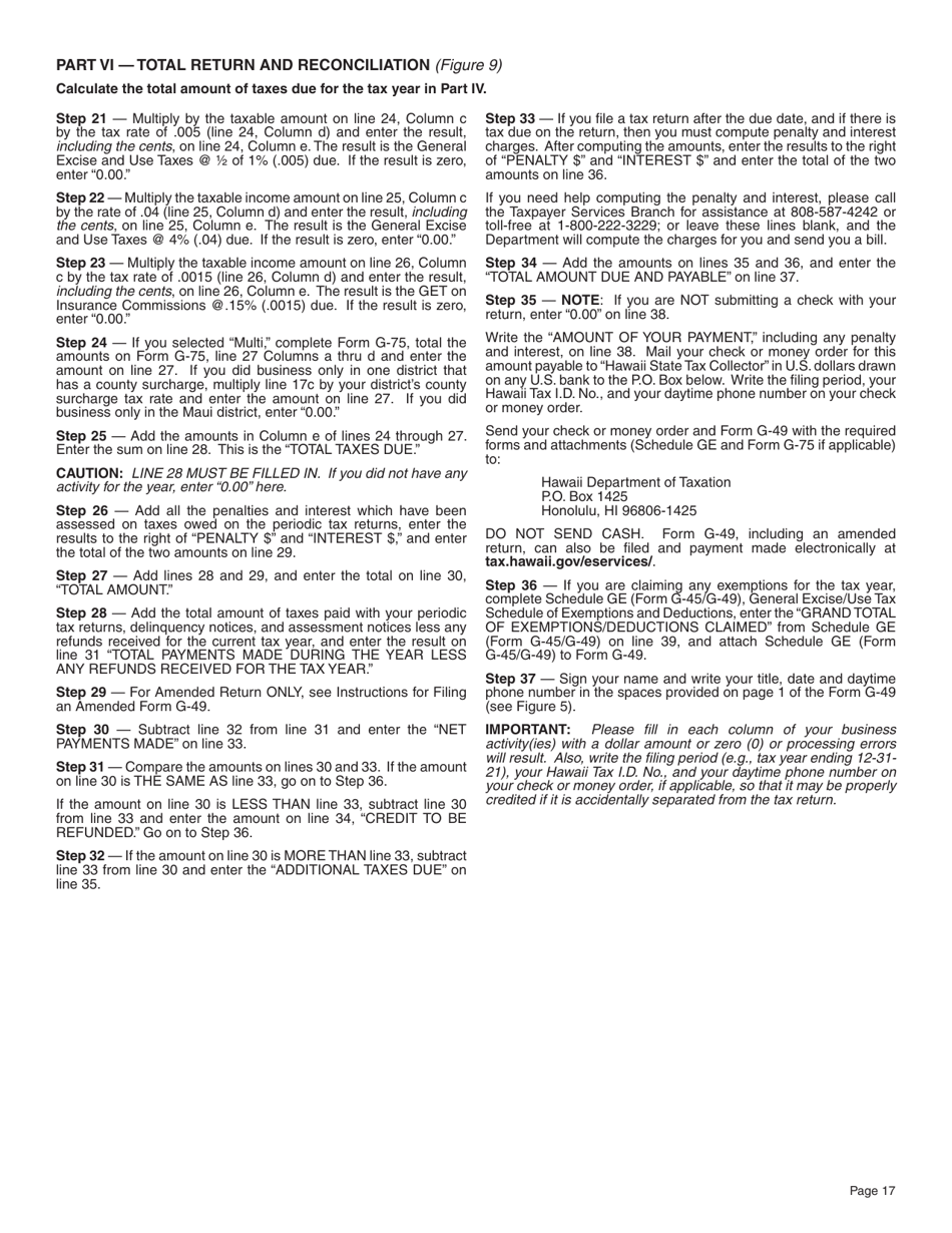 Instructions for Form G-45, G-49 - Hawaii, Page 17