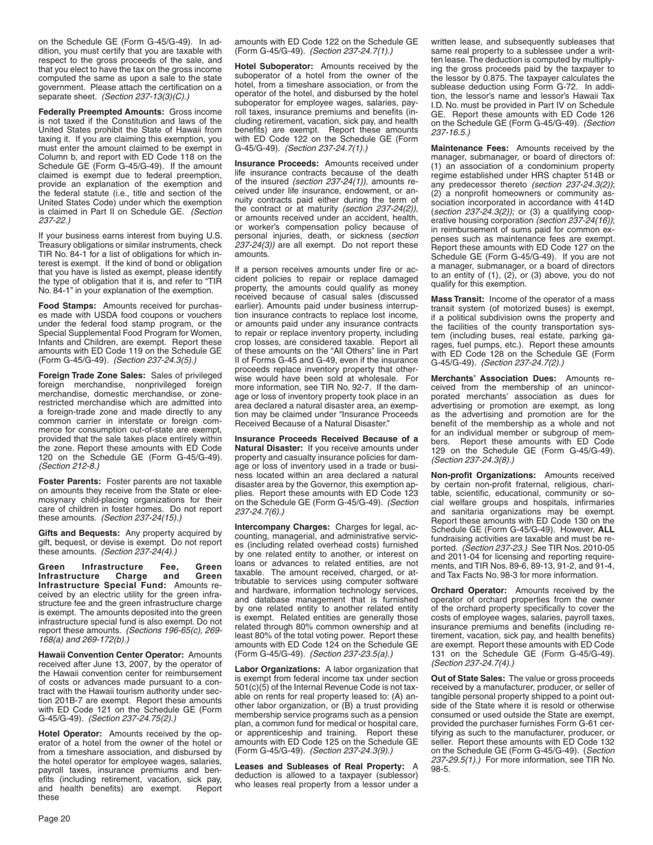Instructions for Form G-45, G-49 - Hawaii, Page 20