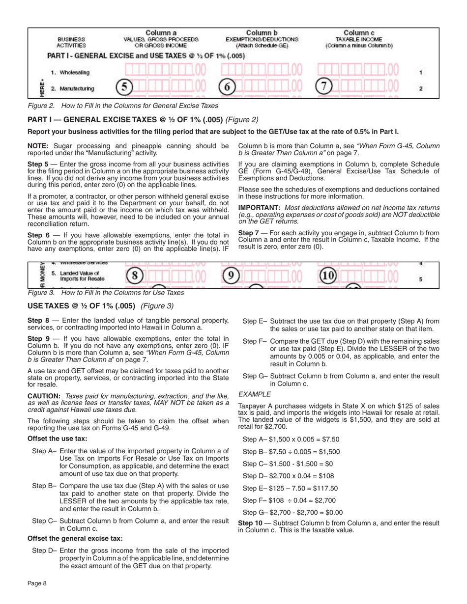 Instructions for Form G-45, G-49 - Hawaii, Page 8