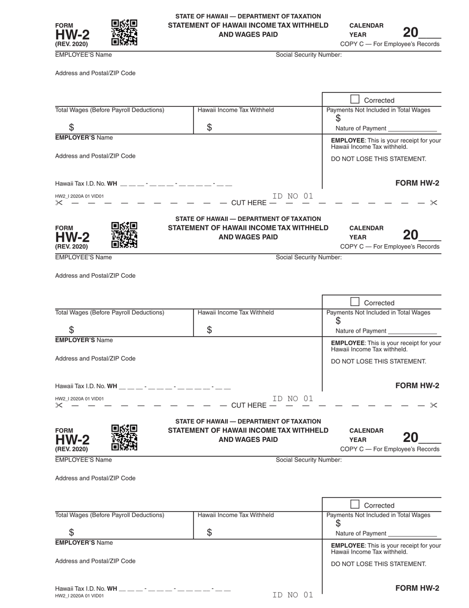 Form HW-2 Statement of Hawaii Income Tax Withheld and Wages Paid - Hawaii, Page 5