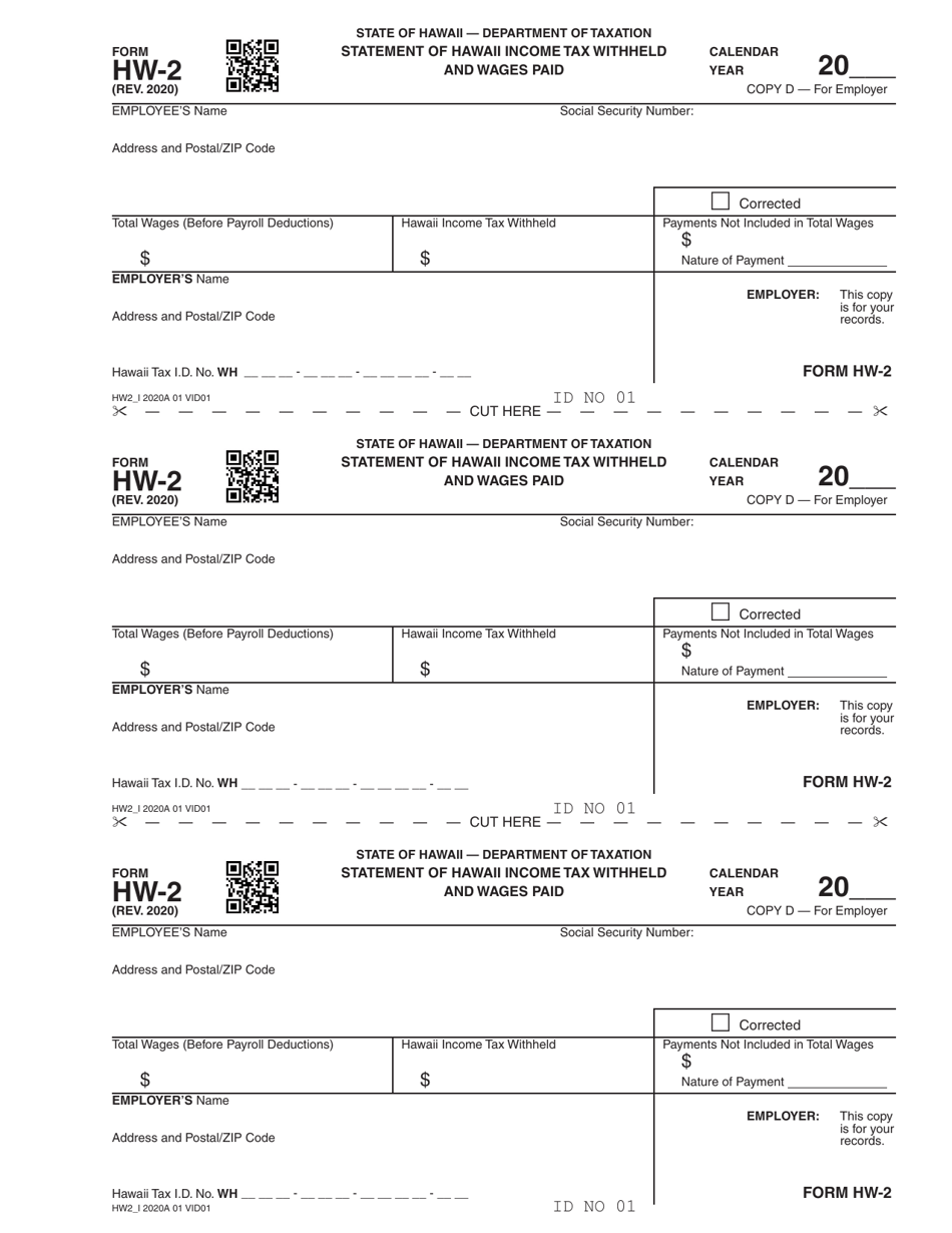 Form HW-2 Statement of Hawaii Income Tax Withheld and Wages Paid - Hawaii, Page 7