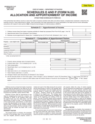 Form N-20 Schedule O, P Allocation and Apportionment of Income - Hawaii
