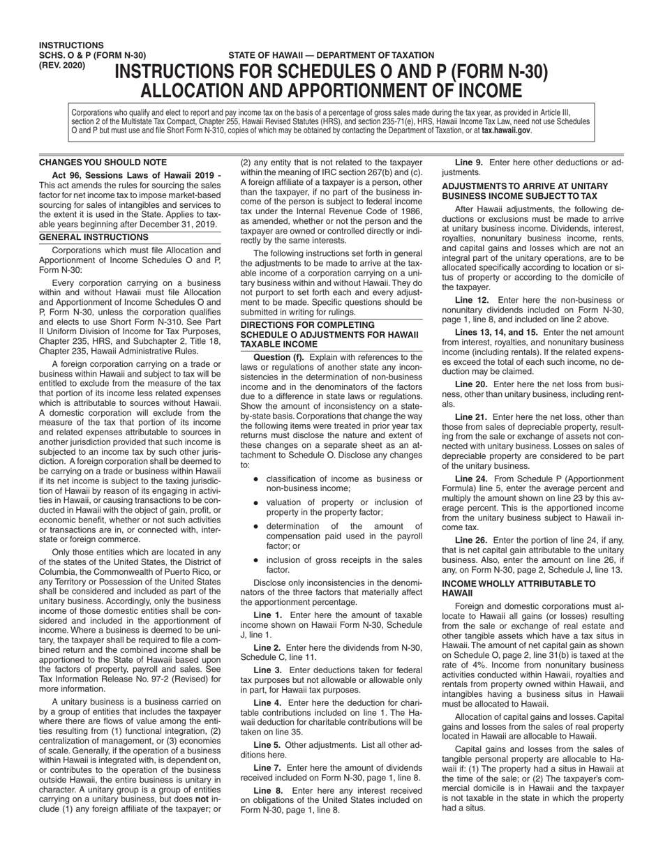 Download Instructions for Form N30 Schedule O, P Allocation and