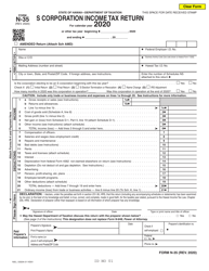 Document preview: Form N-35 S Corporation Income Tax Return - Hawaii