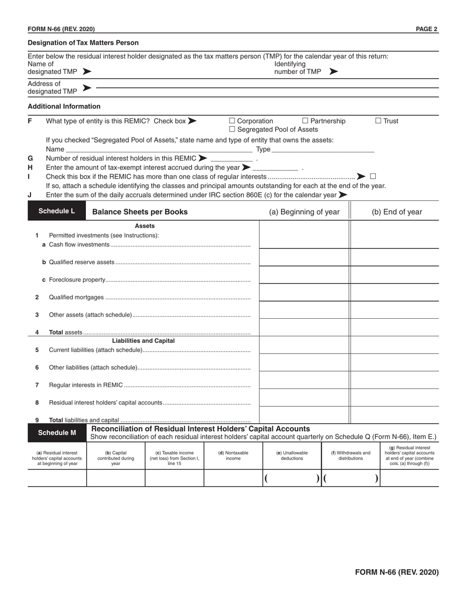 Form N-66 Real Estate Mortgage Investment Conduit Income Tax Return - Hawaii, Page 2