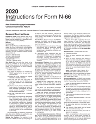 Instructions for Form N-66 Real Estate Mortgage Investment Conduit Income Tax Return - Hawaii
