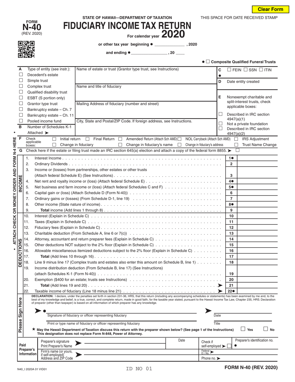 form-n-40-download-fillable-pdf-or-fill-online-fiduciary-income-tax-return-2020-hawaii