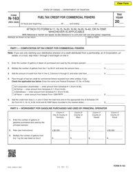 Document preview: Form N-163 Fuel Tax Credit for Commercial Fishers - Hawaii