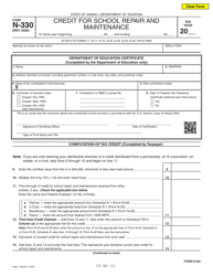 Form N-330 Credit for School Repair and Maintenance - Hawaii