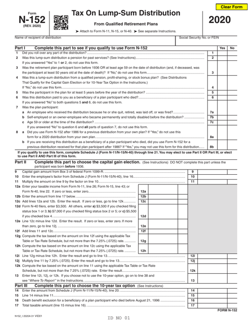 Form N-152 2020 Printable Pdf