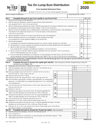 Form N-152 Tax on Lump-Sum Distribution - Hawaii