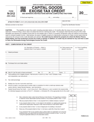 Form N-312 Capital Goods Excise Tax Credit - Hawaii