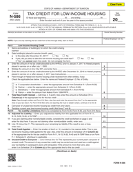 Document preview: Form N-586 Tax Credit for Low-Income Housing - Hawaii