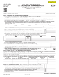 Document preview: Schedule X Tax Credits for Hawaii Residents - Hawaii