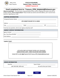 Document preview: Deposit Ticket - Reorder Form - Delaware