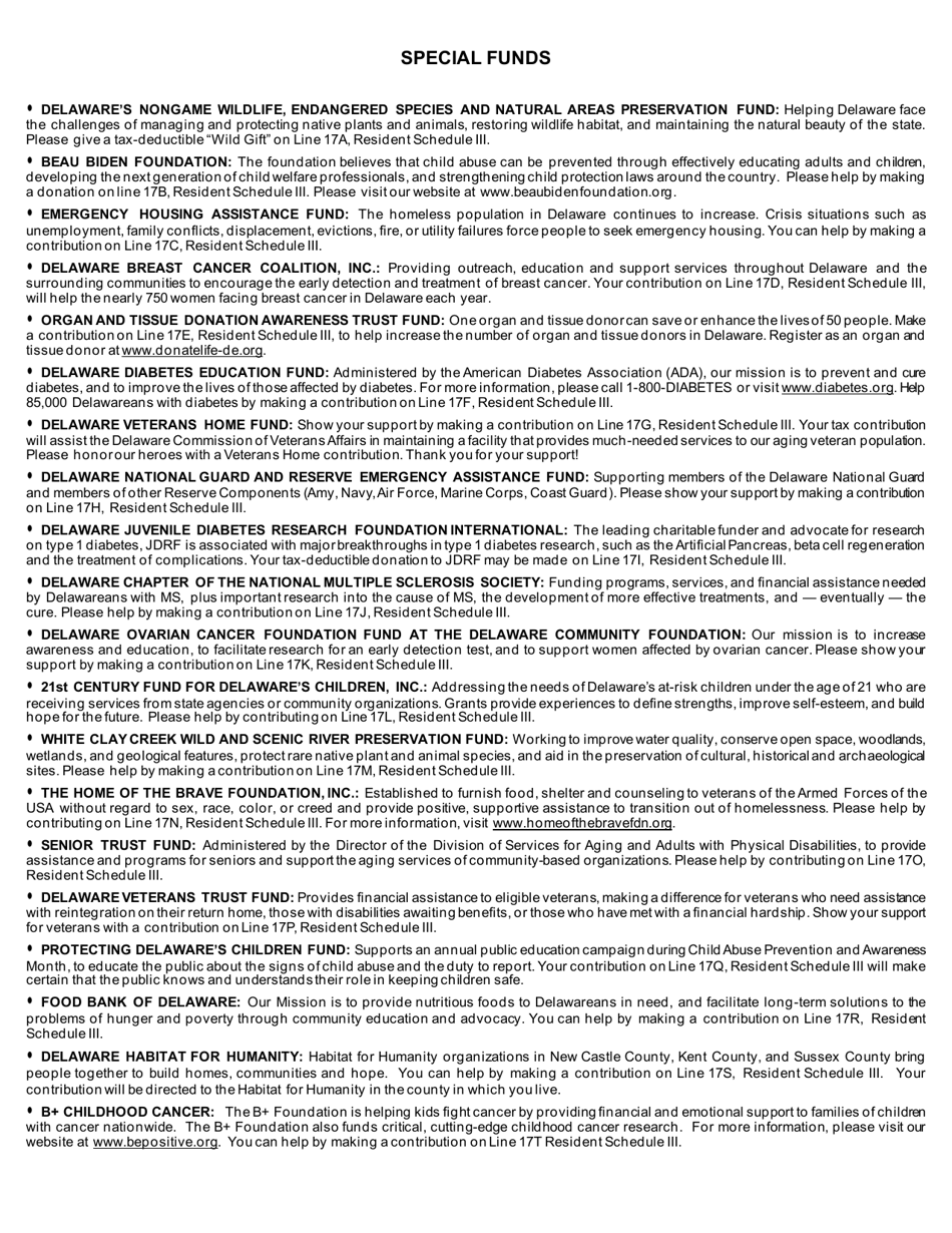 Instructions for Form 200-01 Delaware Individual Resident Income Tax Return - Delaware, Page 13