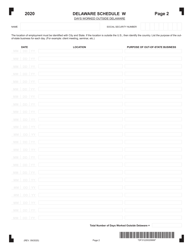 Schedule W Apportionment Worksheet - Delaware, Page 2