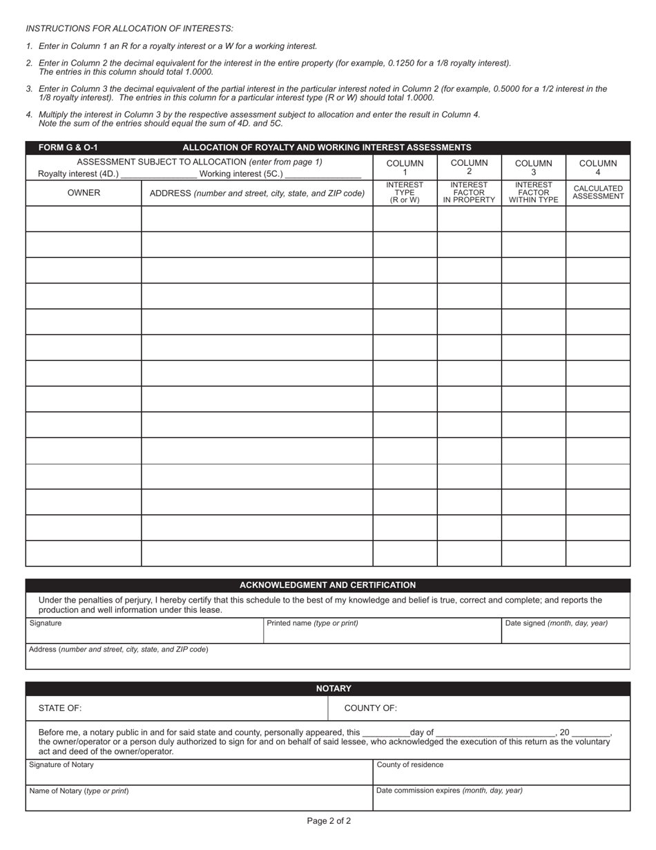 State Form 9931 (G  O-1) Property Schedule for Gas and Oil Well Assessment - Indiana, Page 2