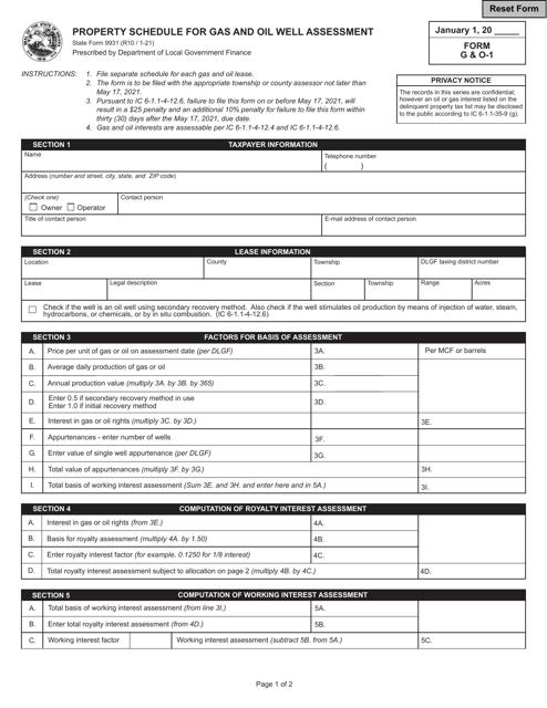State Form 9931 (G & O-1)  Printable Pdf