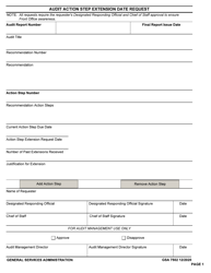 Document preview: GSA Form 7502 Audit Action Step Extension Date Request