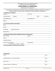 Document preview: Form PHS-7085 Position/Billet Addendum