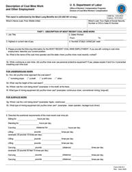 Form CM-913 Description of Coal Mine Work and Other Employment