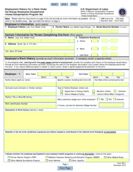 Form EE-3 Employment History for a Claim Under the Energy Employees Occupational Illness Compensation Program Act