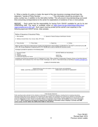 Form CM-921 Report of Coverage for Policies of Insurance Under the Black Lung Benefits Act, Page 3