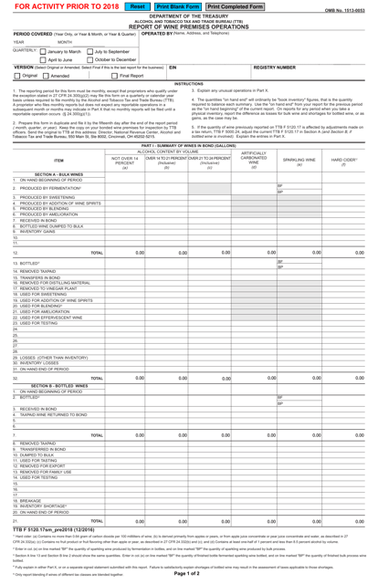 TTB Form 5120.17SM  Printable Pdf