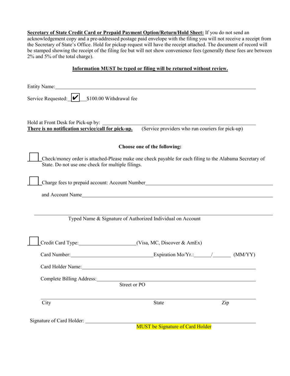 Foreign Corporation Certificate of Withdrawal - Alabama, Page 3