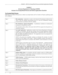 Document preview: Exhibit F Arizona Tax Exempt Bond Process and Initial Application Checklist - Arizona, 2021