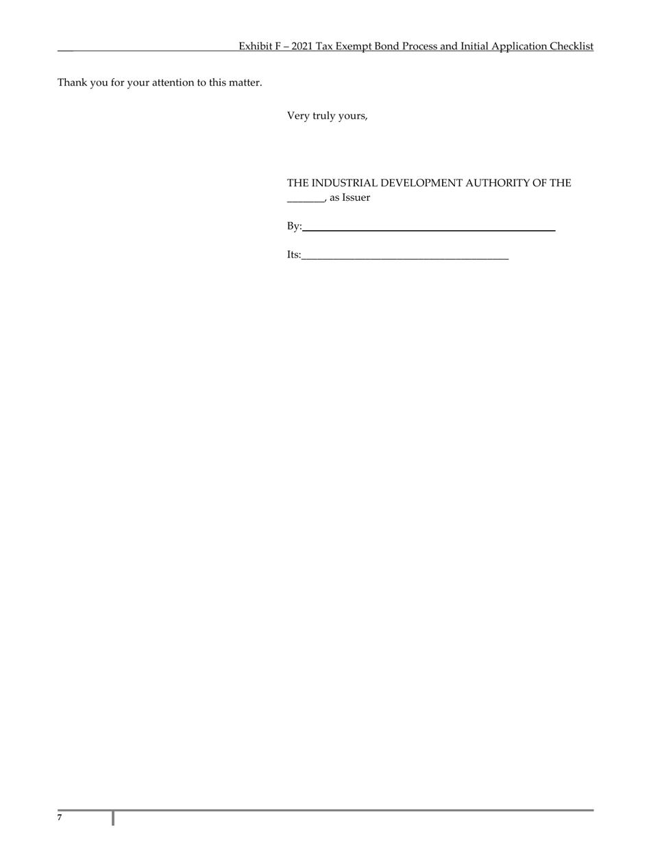 Exhibit F Arizona Tax Exempt Bond Process and Initial Application Checklist - Arizona, Page 7