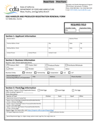 Form 517-004B Egg Handler and Producer Registration Renewal Form - California