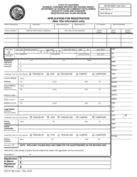 Form HCD RT480.5 Application for Registration (New Title Information Only) - California