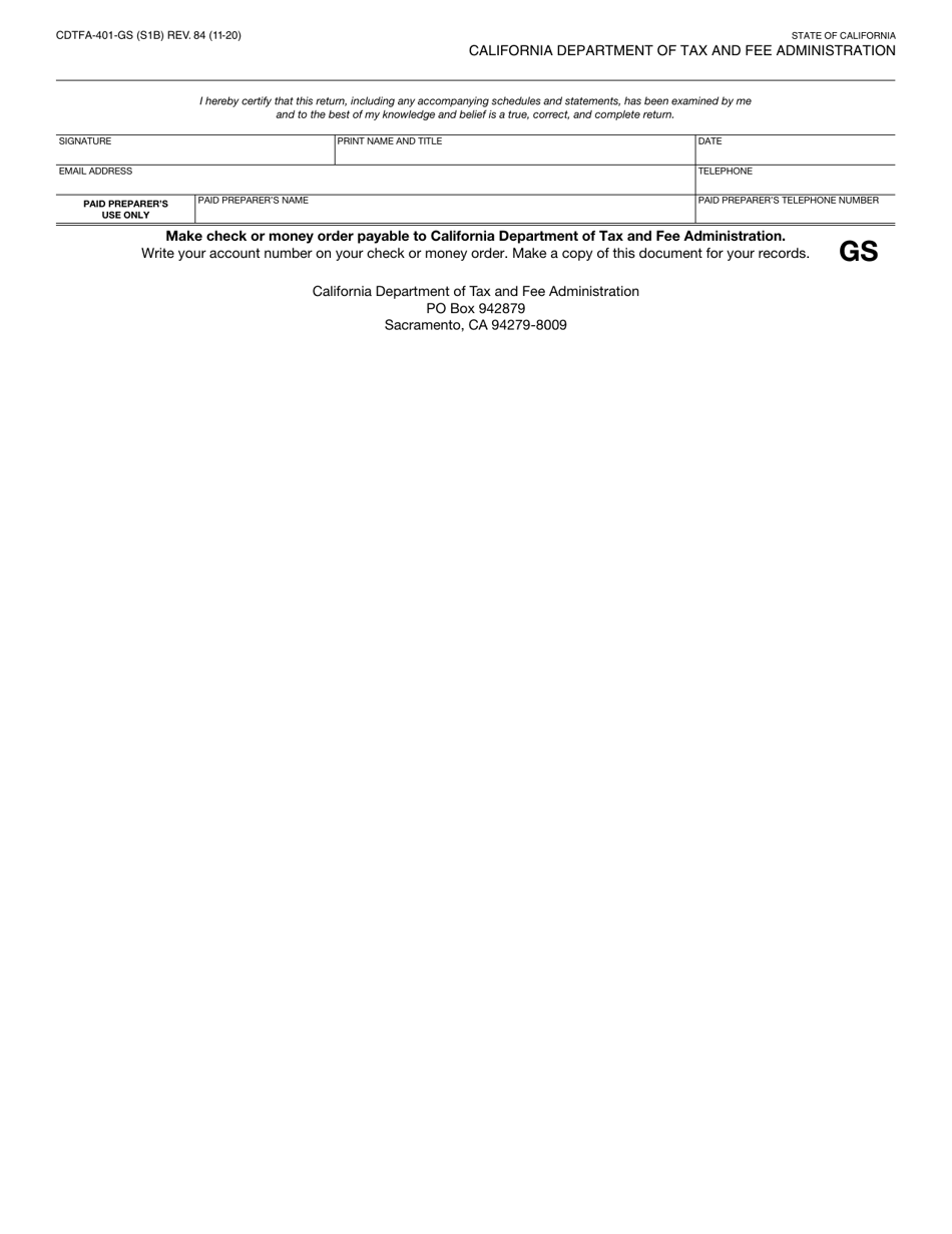 Form CDTFA-401-GS State, Local, and District Sales and Use Tax Return - California, Page 2