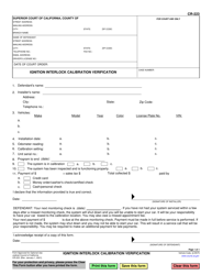 Document preview: Form CR-223 Ignition Interlock Calibration Verification - California