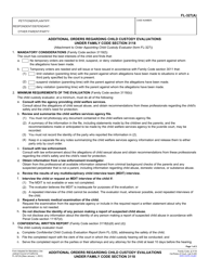 Form FL-327(A) Additional Orders Regarding Child Custody Evaluations Under Family Code Section 3118 - California