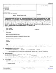 Document preview: Form ICWA-100 Tribal Information Form - California