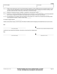 Form JV-362 Review Hearing for Youth Approaching 18 Years of Age - Information, Documents, and Services - California, Page 2