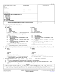 Document preview: Form JV-535 Order Designating Educational Rights Holder - California