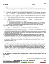 Form JV-535 Order Designating Educational Rights Holder - California, Page 2