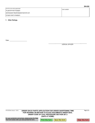 Form SH-035 Order on Ex Parte Application for Order Shortening Time for Hearing on Motion to Place Documents Under Seal Under Code of Civil Procedure Section 367.3 (Safe at Home) - California, Page 2