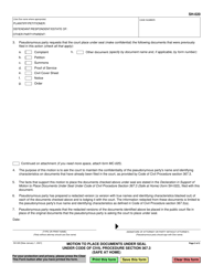 Form SH-020 Motion to Place Documents Under Seal Under Code of Civil Procedure Section 367.3 (Safe at Home) - California, Page 2