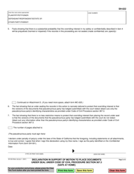 Form SH-022 Declaration in Support of Motion to Place Documents Under Seal Under Code of Civil Procedure Section 367.3 (Safe at Home) - California, Page 2