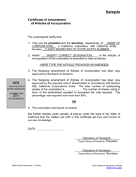 Certificate of Amendment of Articles of Incorporation - California, Page 4