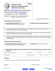 Form RDOM-1 Statement of Redomestication (California Insurer Only) - California, Page 5