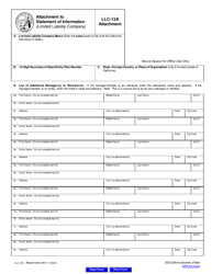 Form LLC-12A &quot;Attachment to Statement of Information (Limited Liability Company)&quot; - California