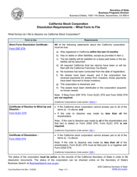Form DSF STK Short Form Dissolution Certificate - California, Page 2