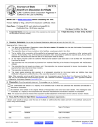 Form DSF STK Short Form Dissolution Certificate - California, Page 6
