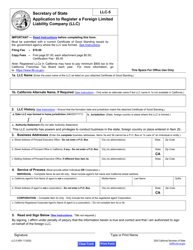 Form LLC-5 Application to Register a Foreign Limited Liability Company (LLC) - California, Page 6